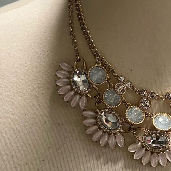 Elegant Gold and White Floral Necklace #PDNK2 - Picture 7 of 9